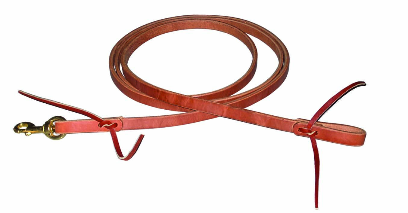 Harness Leather Flat Roping Reins Waterloop End With Brass Snap